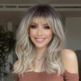 XIXIBI Ombre Blonde wig front view with 4x4 scalp for natural part