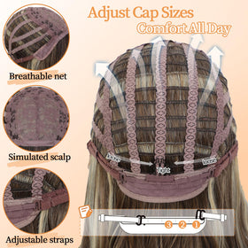 XIXIBI ombre wig with bangs face framing layers enhance natural contour.