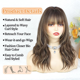 XIXIBI ombre wig with bangs lightweight cap for cool all day wear.