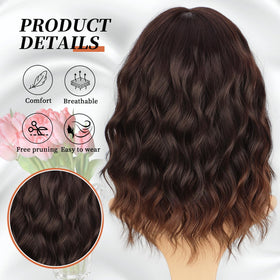 XIXIBI short wig with bangs back view emphasizes layered waves and moveable style.