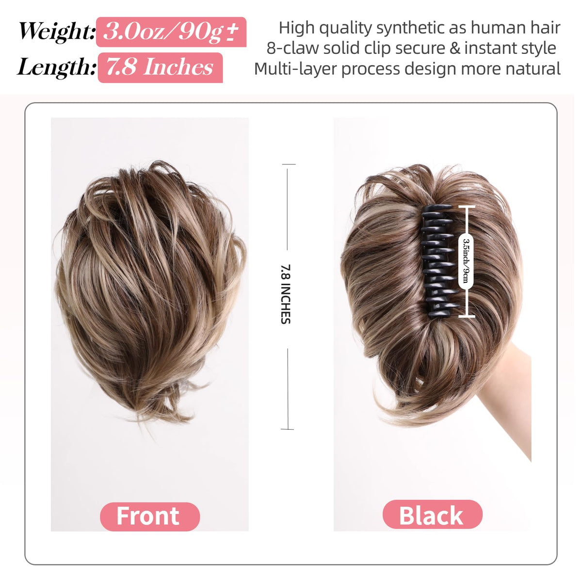 XIXISNOW 7.8 inch clip-in ponytail offers easy versatile styling.
