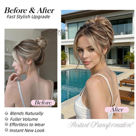 XIXISNOW brown with blonde highlights ponytail extension blends for sun-kissed look.