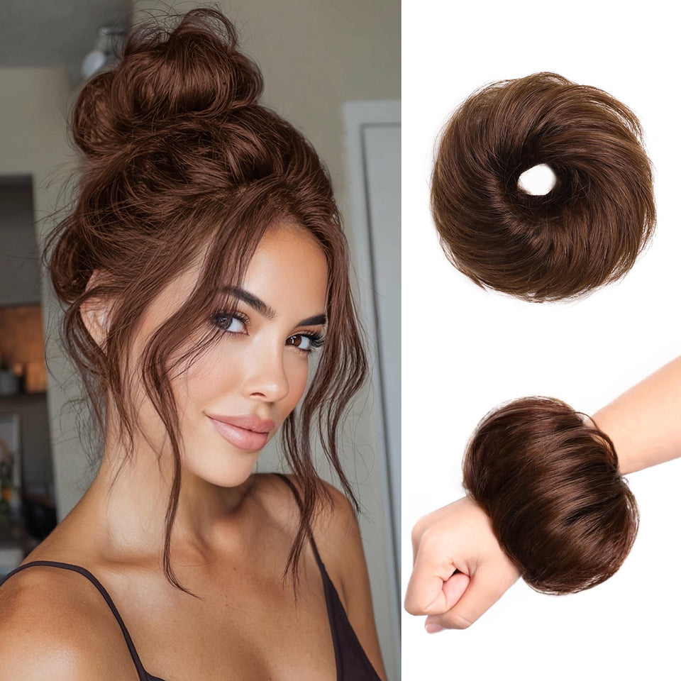 XIXISNOW messy bun hair piece close-up showing natural texture and realistic blend