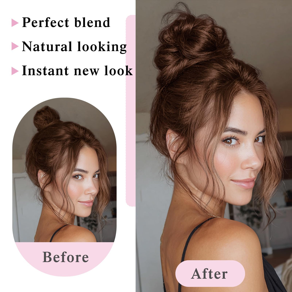 XIXISNOW messy bun in natural light highlighting color and softness