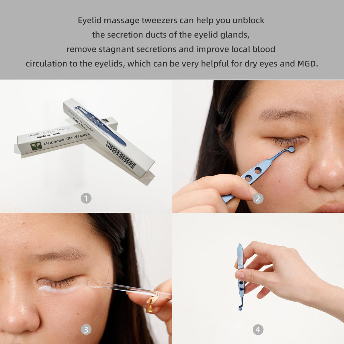 XlinMed glass eye-dot-stick transparent, designed to clear gland secretions safely