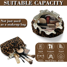 Xllhjg leopard bag interior layout helps organize brushes