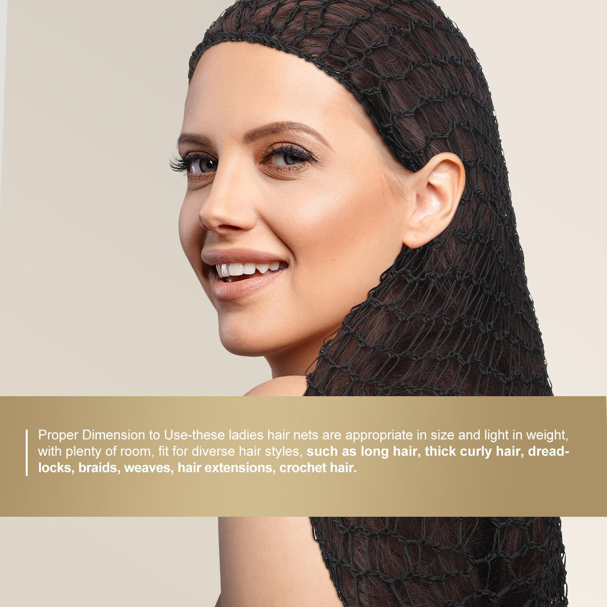 XLSXEXCL adjustable elastic band snood for secure, comfortable fit.