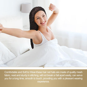 XLSXEXCL crochet mesh sleep bonnet offers soft, secure overnight wear.