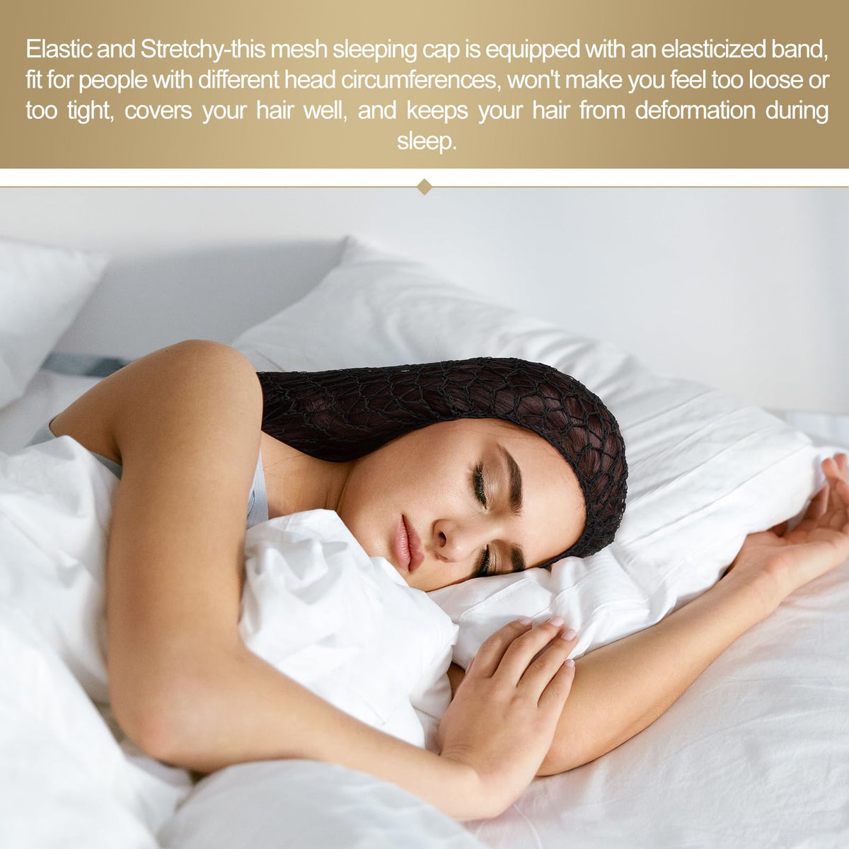 XLSXEXCL rayon mesh wrap ideal for curly hair, lightweight and breathable.