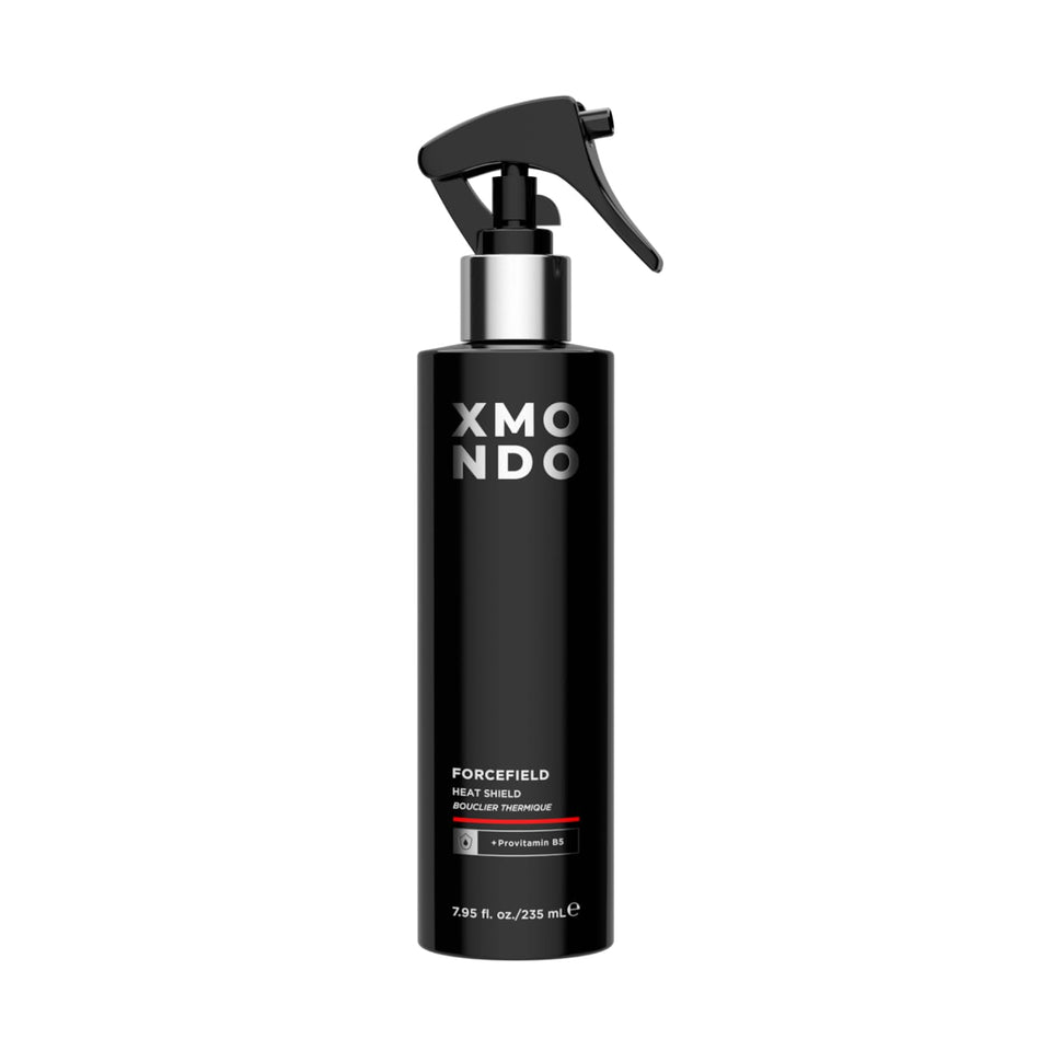 XMONDO Hair Forcefield Heat Shield bottle front view with heat protection.