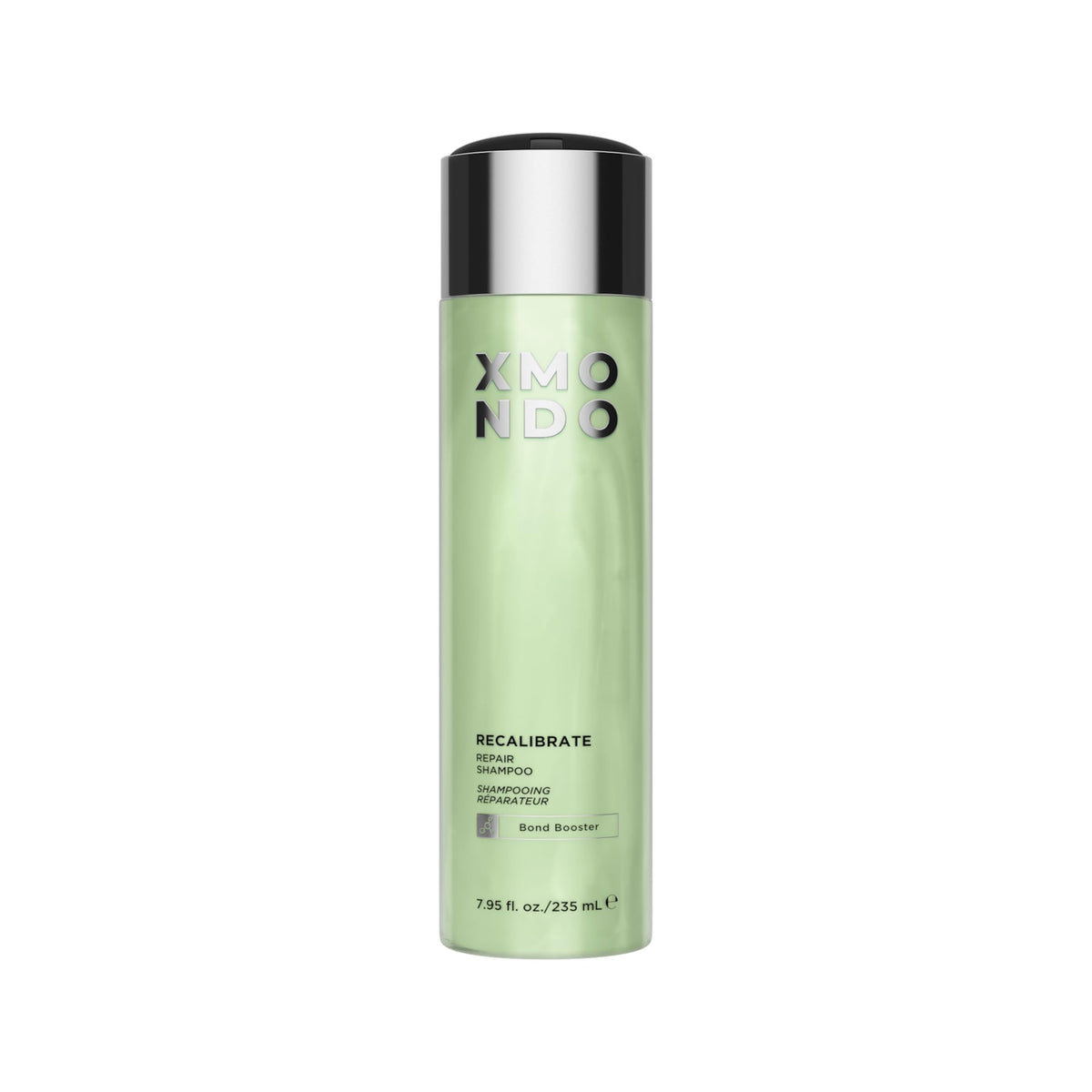 XMONDO Hair Recalibrate bottle front view with vegan bond repair formula.