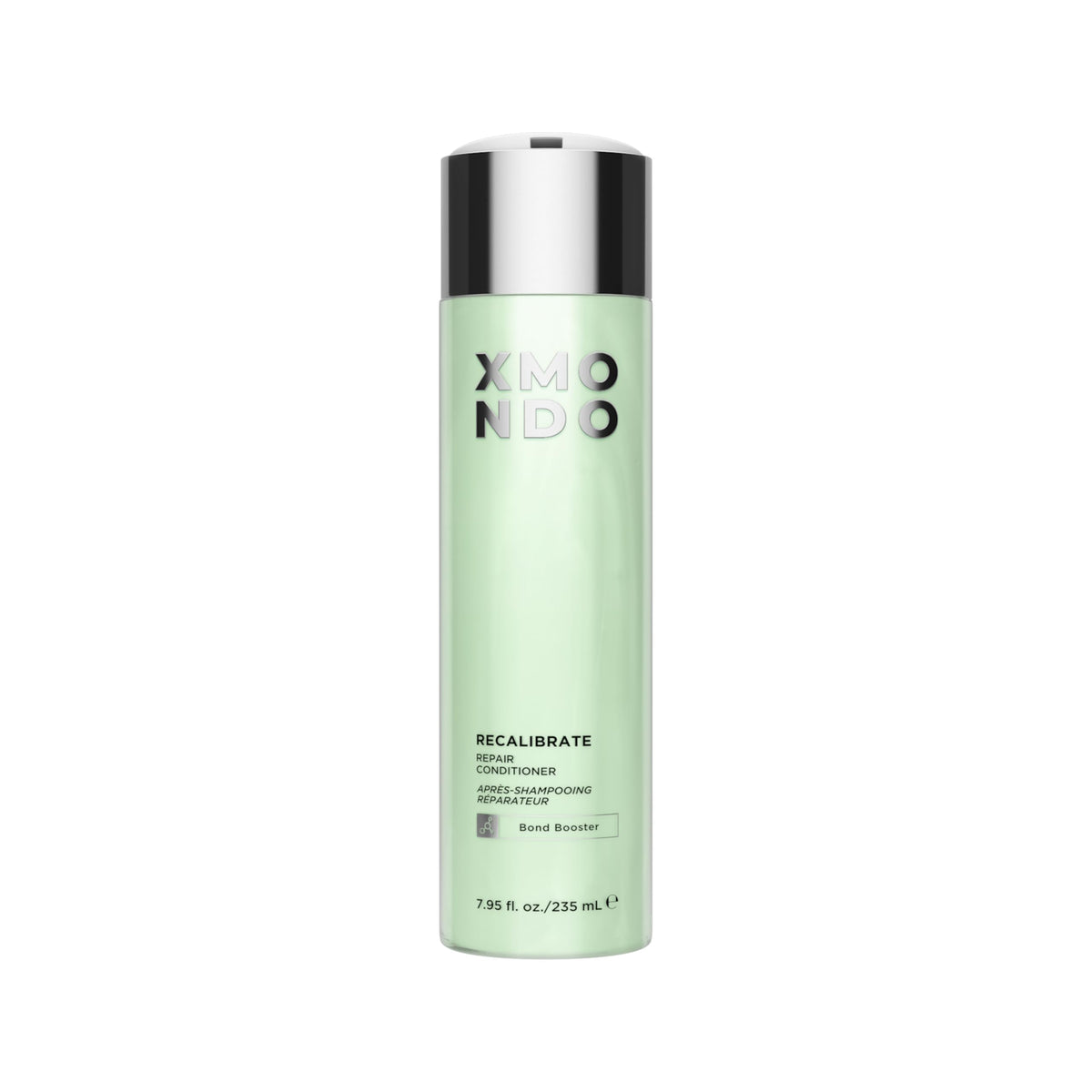 XMONDO Hair Recalibrate bottle shows vegan bond repair conditioner.