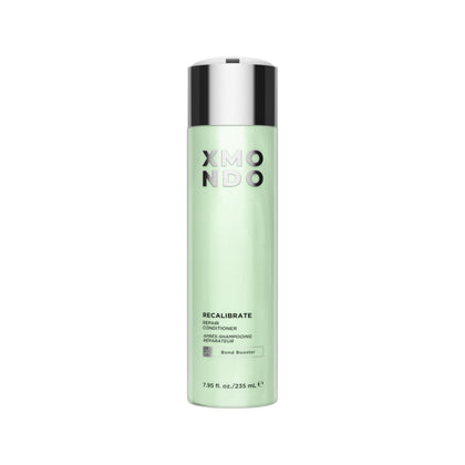 XMONDO Hair Recalibrate bottle shows vegan bond repair conditioner.