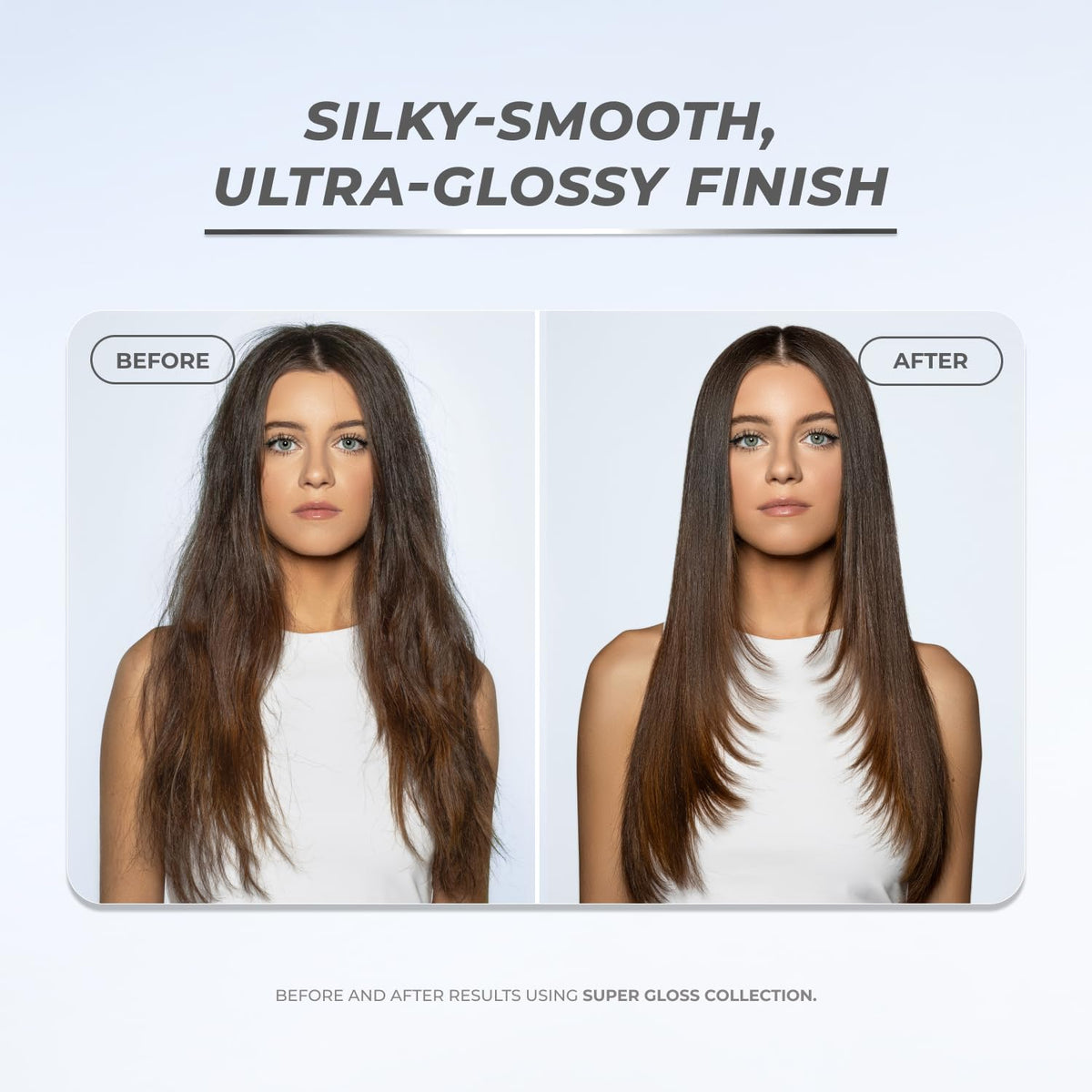 XMONDO Super Gloss application being applied for silky, frizz-free finish.