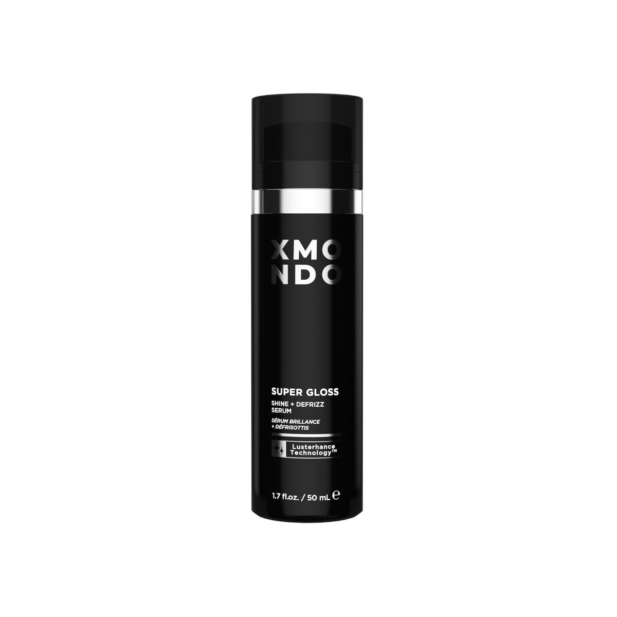 XMONDO Hair Super Gloss bottle highlights instant shine and easy frizz control.