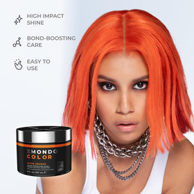 XMONDO Hair Super Orange packaging close-up with vegan label and bond booster technology.