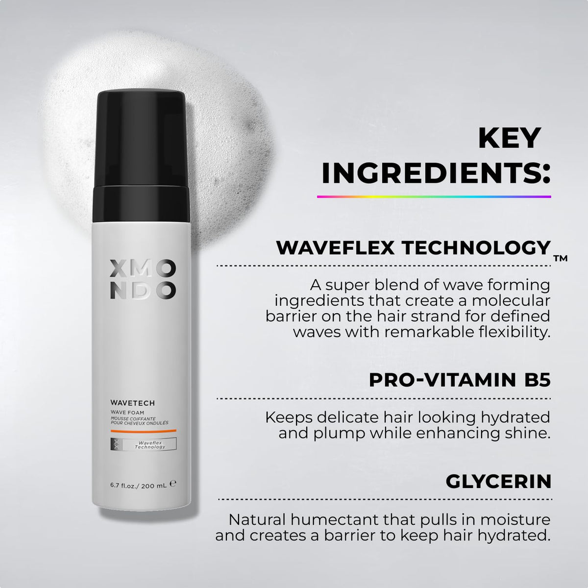 Dispensing XMONDO Wave Foam onto damp hair for even coverage