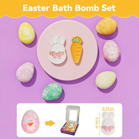 XmtJXn Easter bath bombs bunny shape floating in water