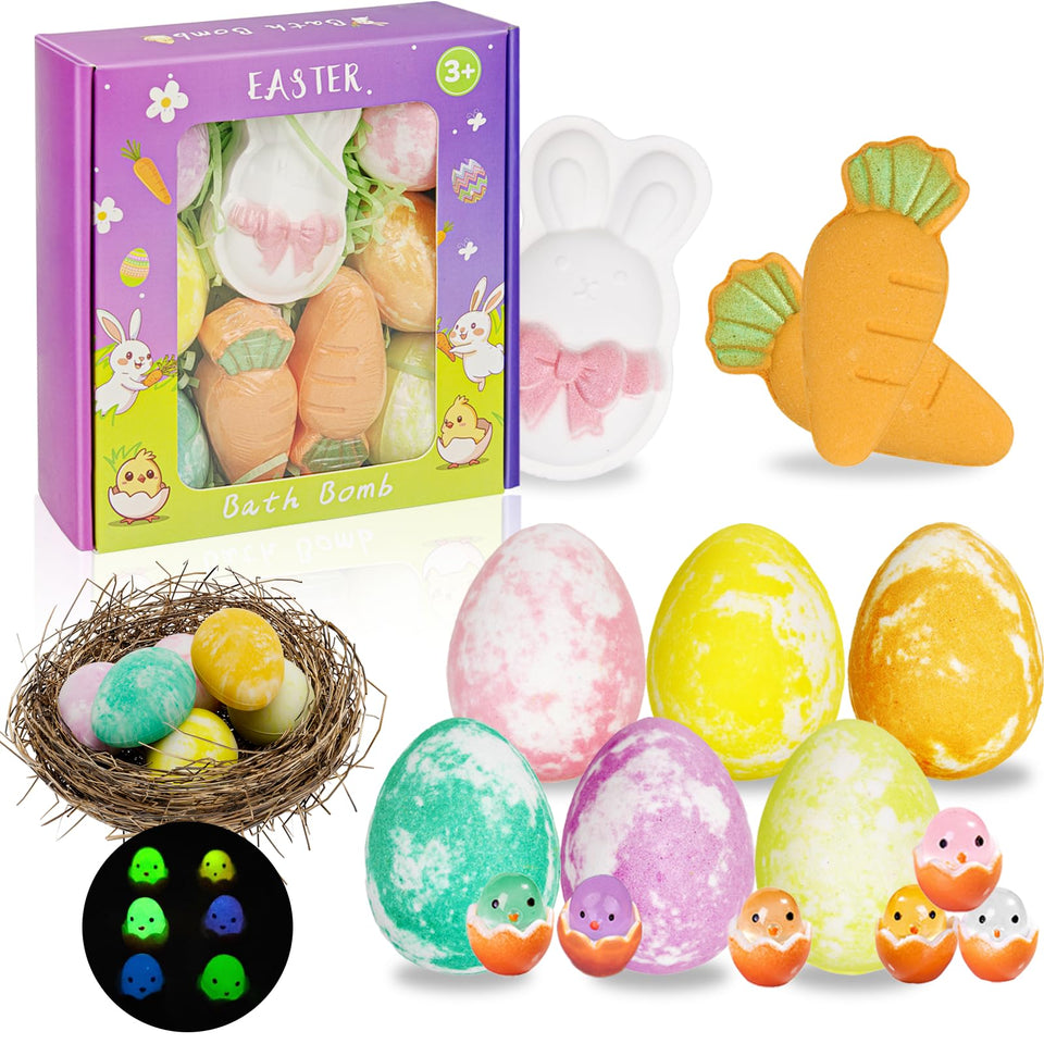 XmtJXn Easter bath bombs gift box for kids' bath time with colorful design