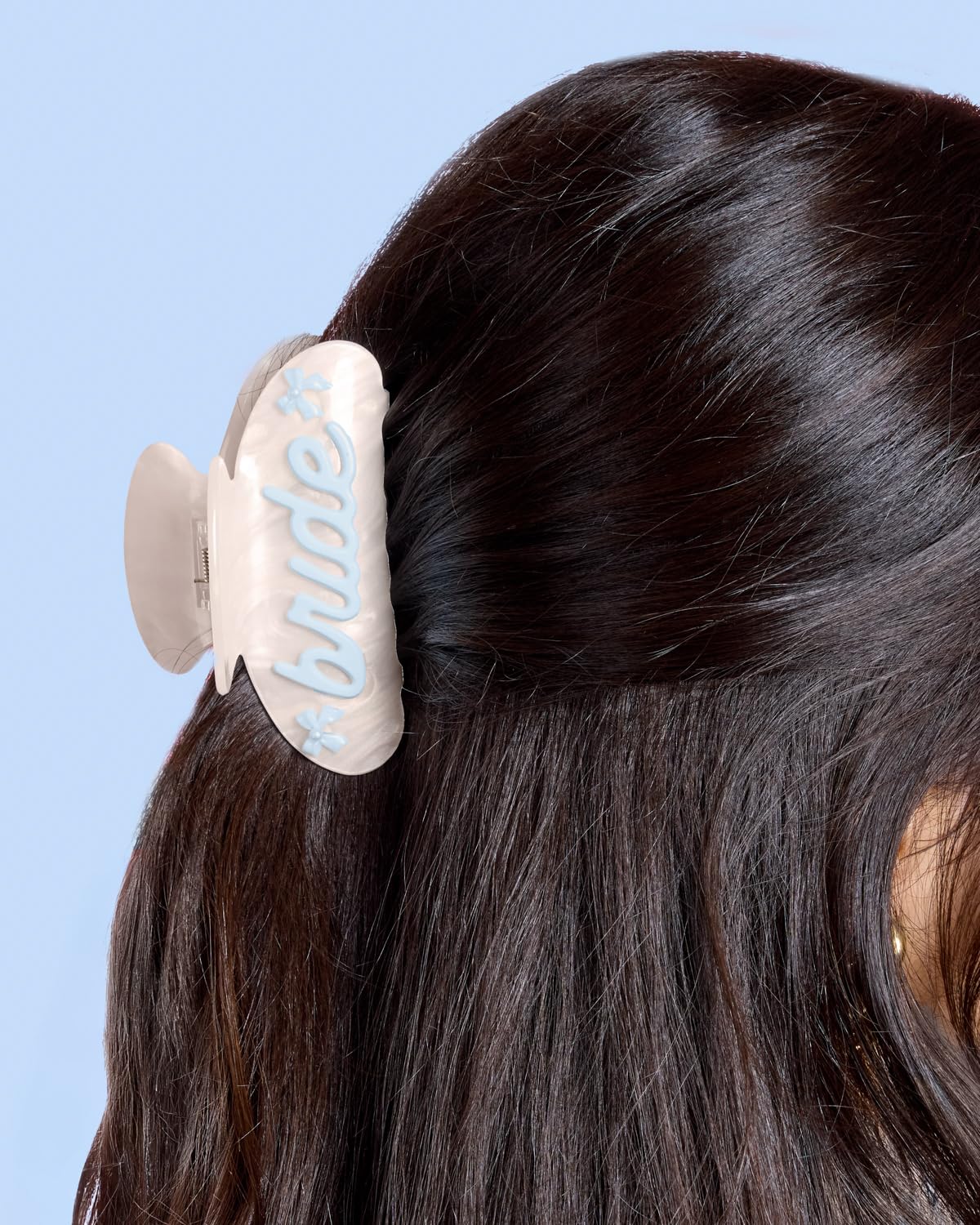xo Fetti Bride Claw Clip packaged as a gift-ready bridal accessory.