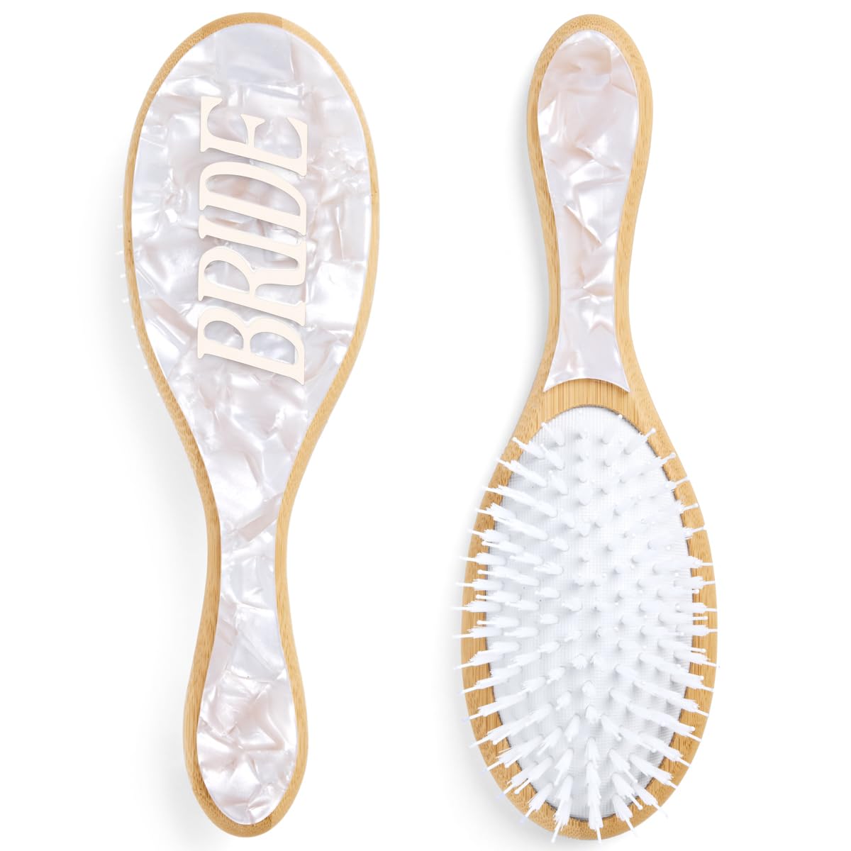 xo, Fetti Bride Hair Brush with pearlescent back for bridal prep photos