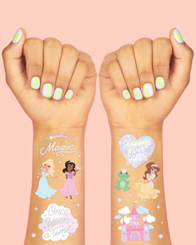 xo, Fetti princess designs including castles and frogs, playful accents for guests.