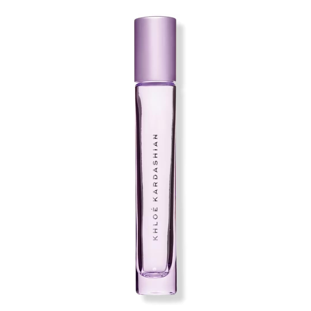 XO Khloé Kardashian Almost Always packaging close-up, showing compact perfume for travel