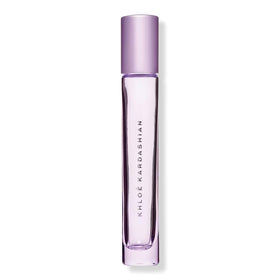 XO Khloé Kardashian Almost Always packaging close-up, showing compact perfume for travel