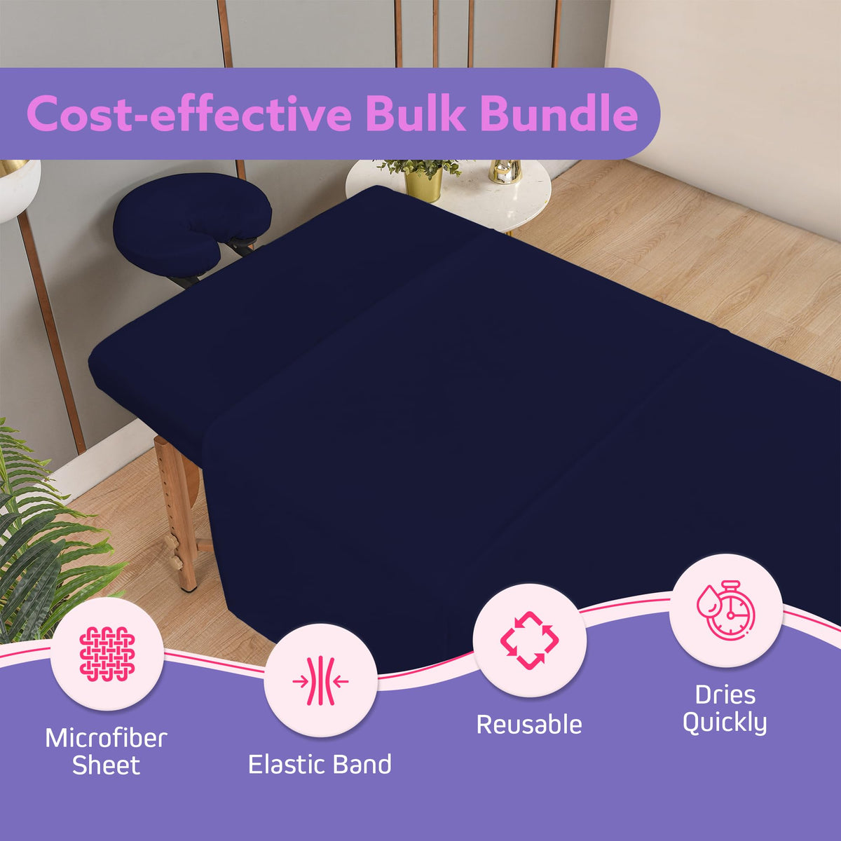 XOLLOZ flat sheet spread wide for full coverage on clients.