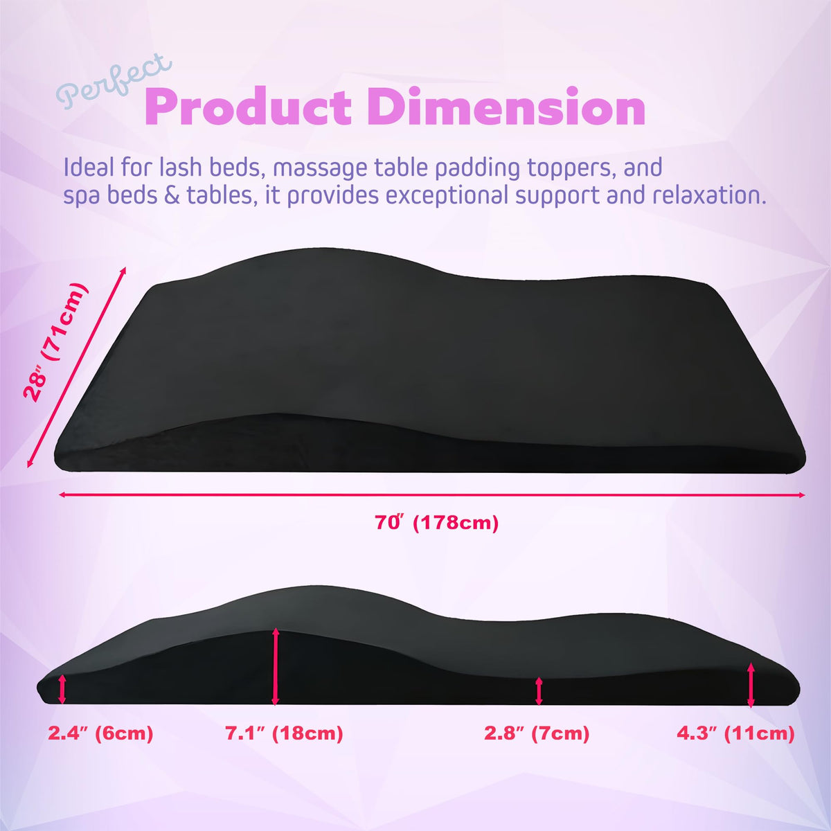 Xolloz Lash Bed Topper non-slip base keeps the pad in place during procedures.
