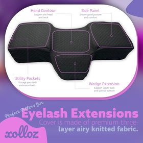 Xolloz Lash Pillow curved-bed fit aids posture on curved lash beds