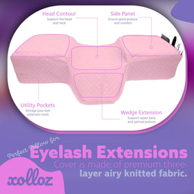XOLLOZ Lash Pillow fits curved lash beds for versatile use