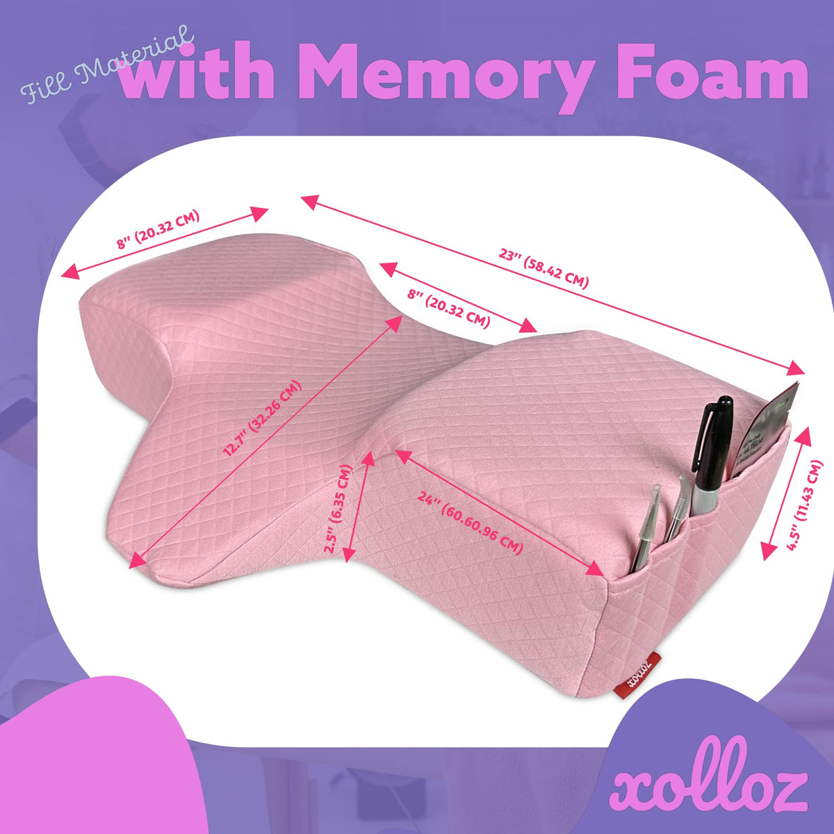 XOLLOZ Lash Pillow neck support reduces strain on the cervical spine