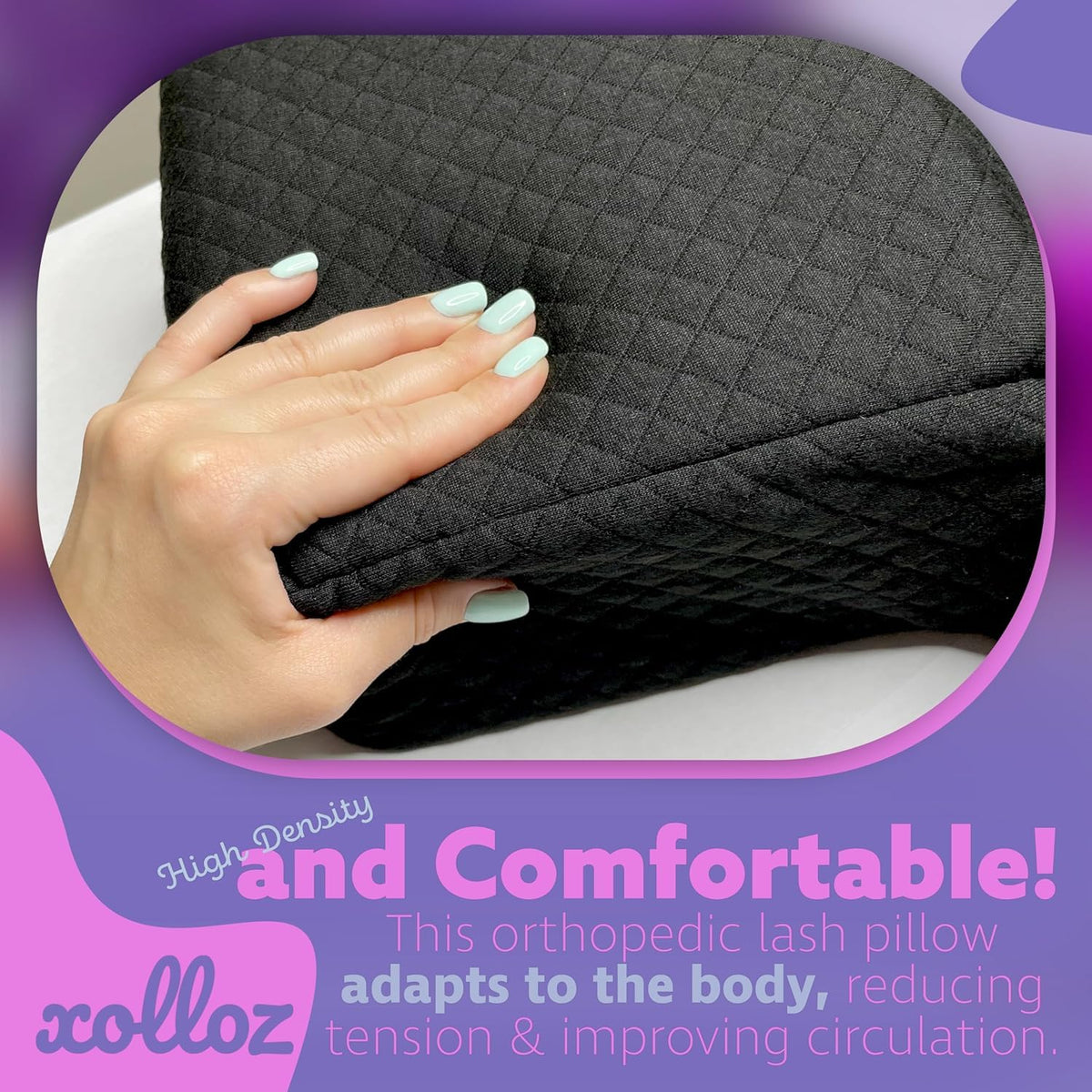 Xolloz Lash Pillow side pocket storage keeps tweezers and tools within reach