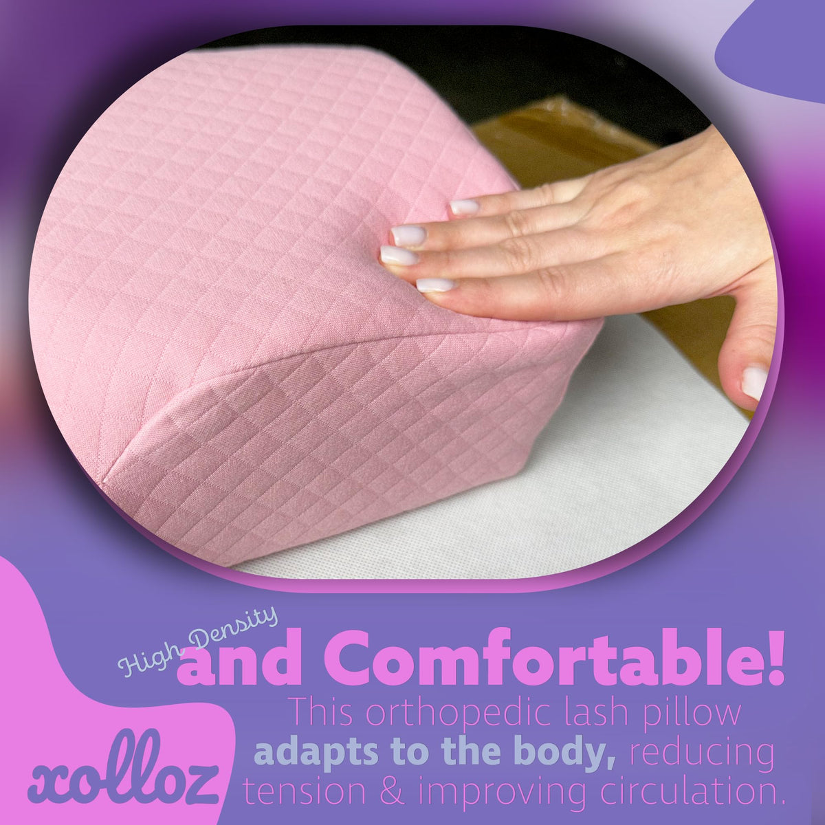 XOLLOZ Lash Pillow side pocket storage keeps tools within reach during sessions