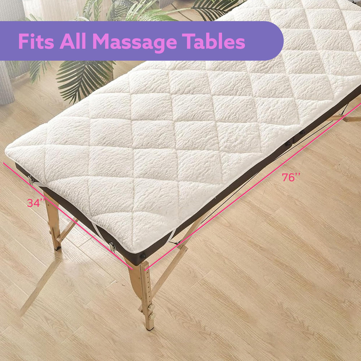 XOLLOZ massage table pad showing microfiber side for cooler touch.