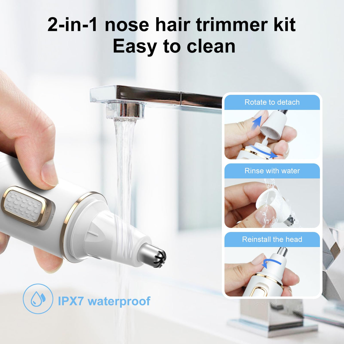 XOOMRSCP Nose Hair Trimmer cleaning brush included for care.