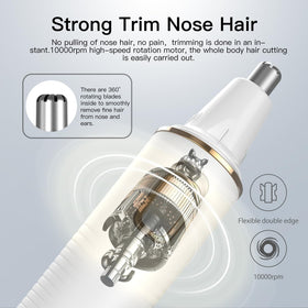 XOOMRSCP Nose Hair Trimmer IPX7 waterproof design for safe cleaning.