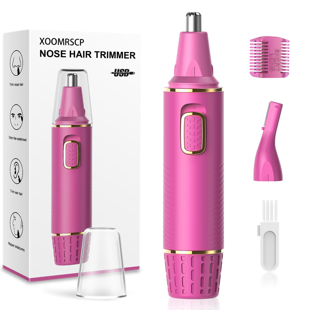 XOOMRSCP nose hair trimmer rose color for precise trimming and comfort.
