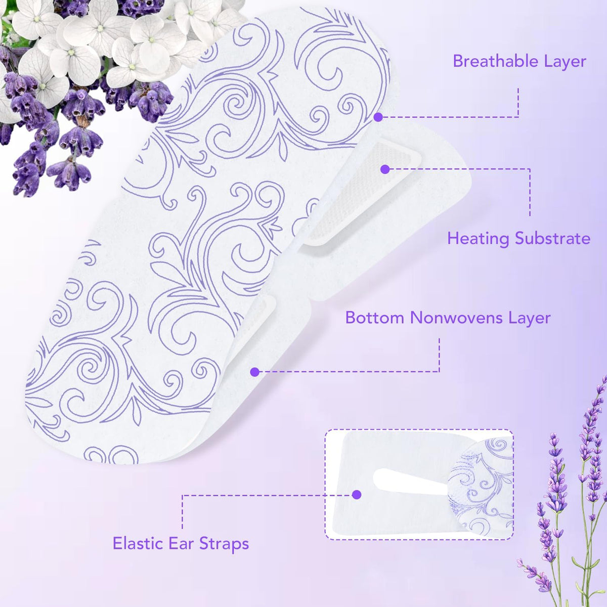 XPCARE steam eye mask lavender individually wrapped for easy, mess-free use.