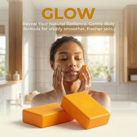 XPDGVS Turmeric Glow Soap bar shelf-ready presentation of handmade soap.
