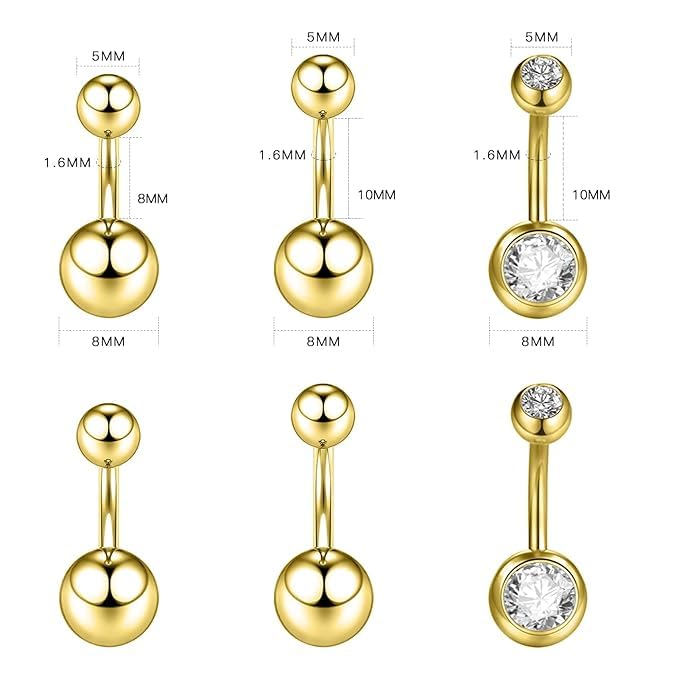Xpircn 48-piece jewelry set for belly, nose, tongue, and cartilage looks