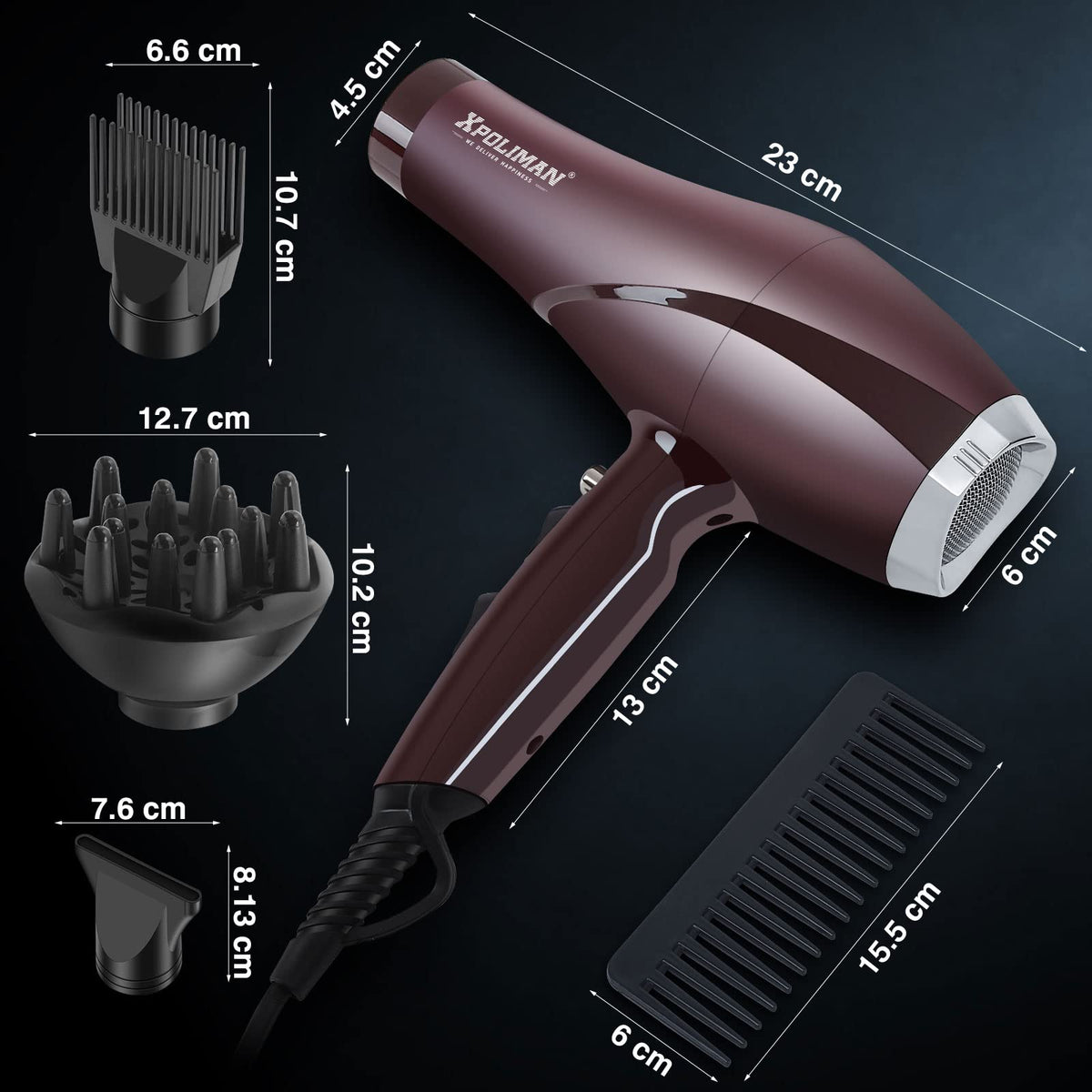 Xpoliman ergonomic lightweight handle reduces fatigue during styling