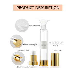 XQNCBY compact travel-size 1oz bottles fit in handbags and luggage.
