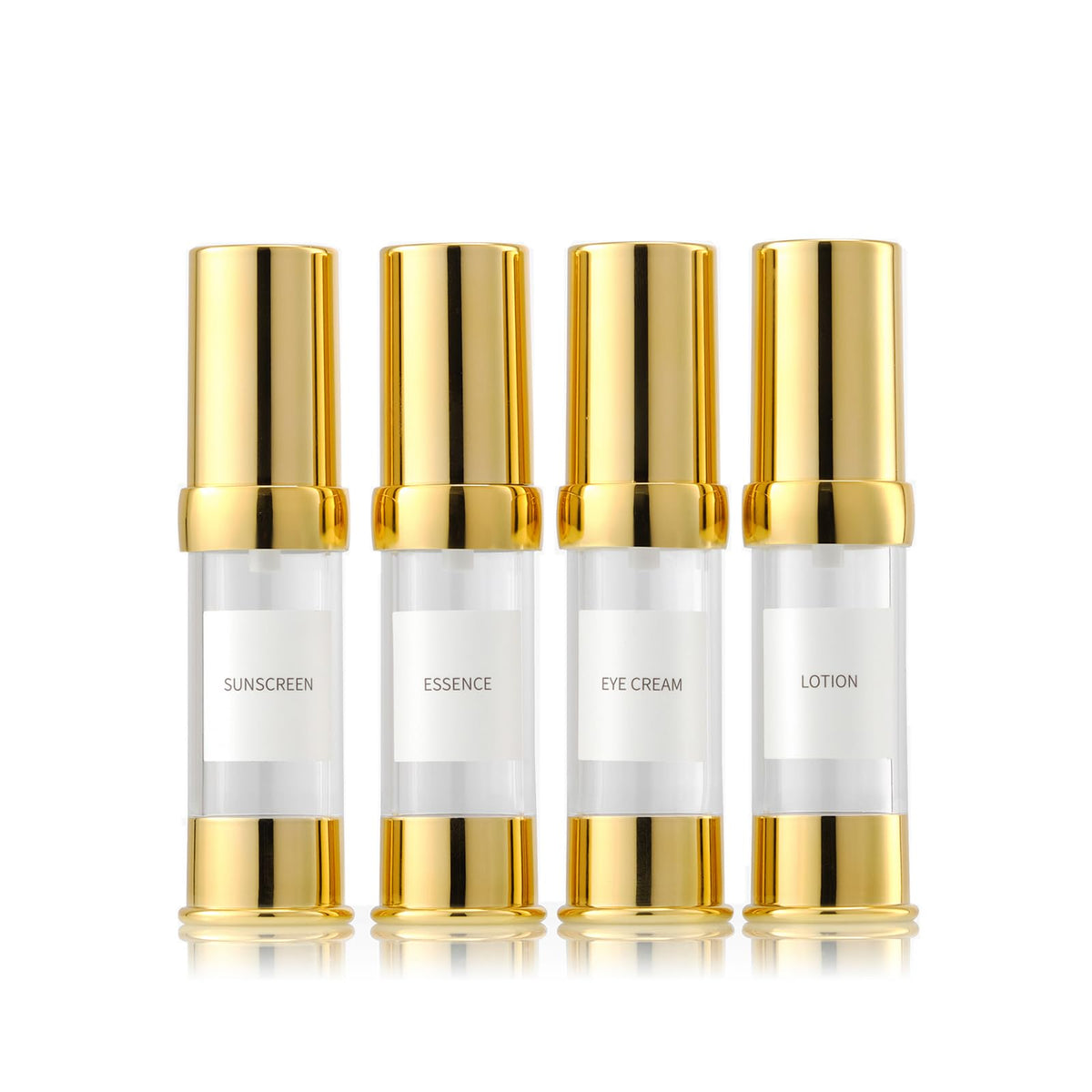 XQNCBY Gold 15ml airless bottle with pump for precise, mess-free dispensing