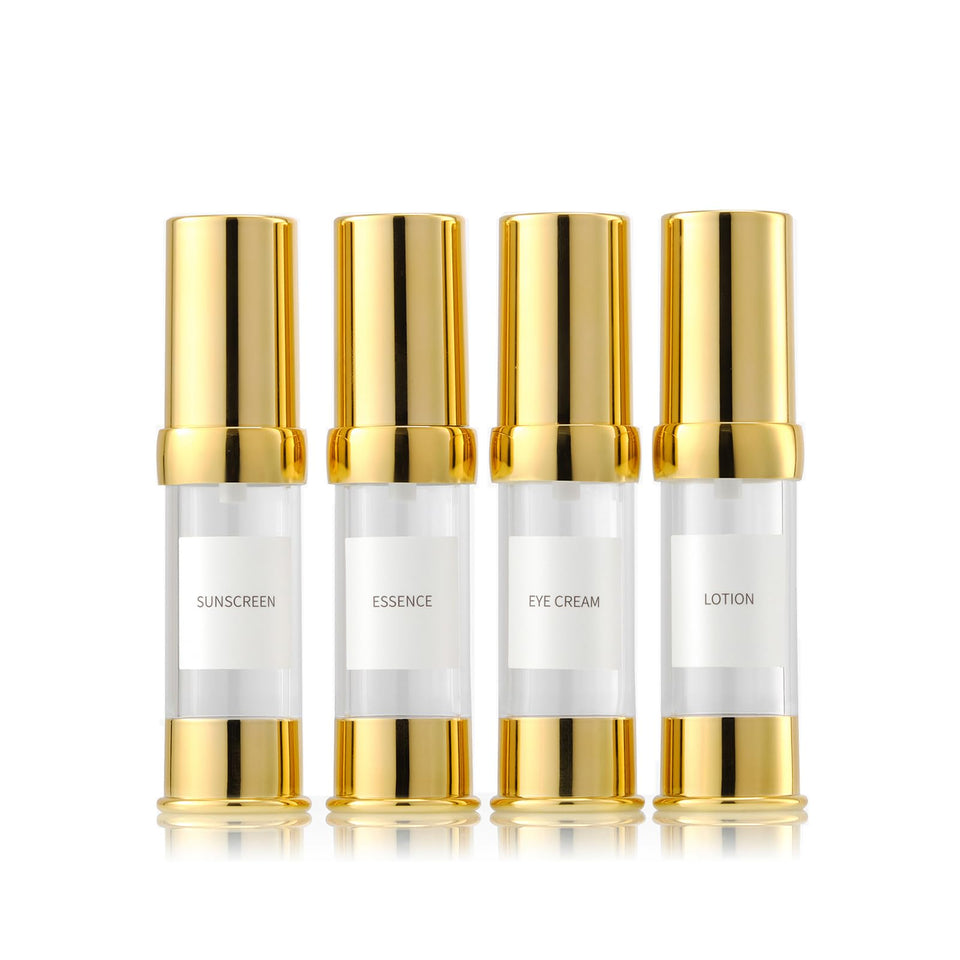 XQNCBY Gold 15ml airless bottle with pump for precise, mess-free dispensing
