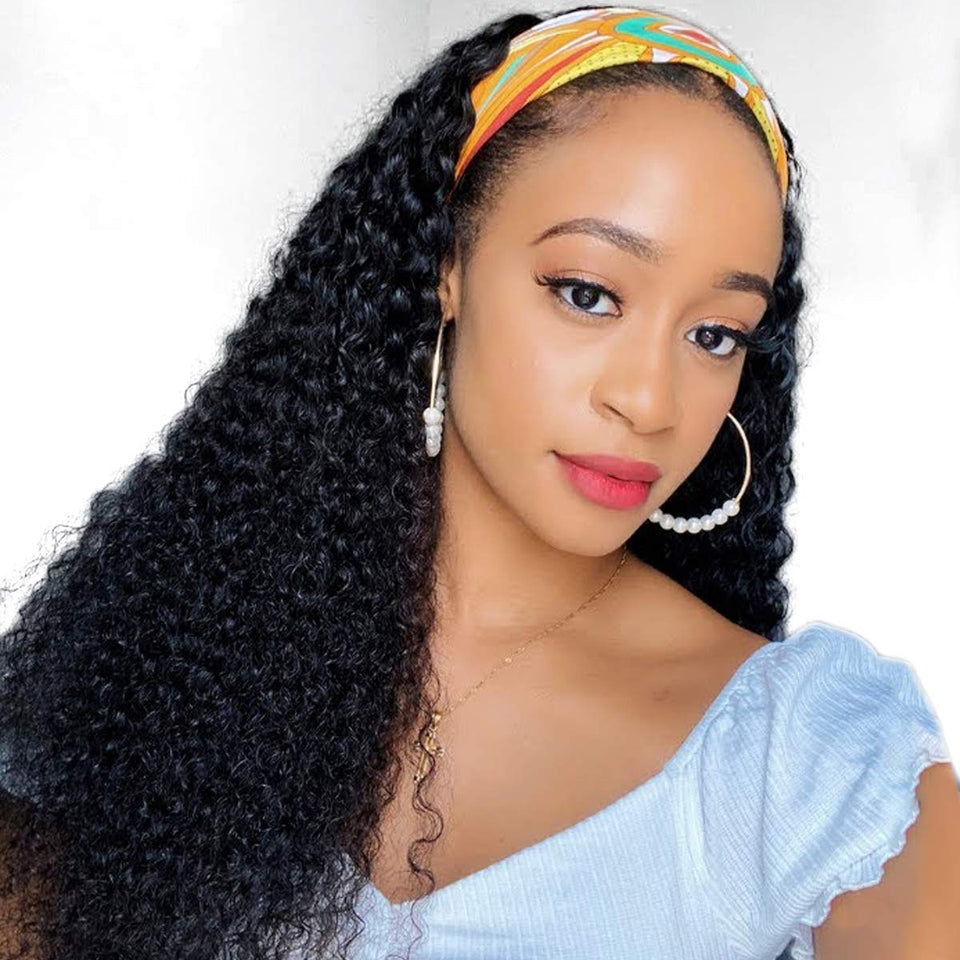 XSY Deep Wave Headband Wig close-up showing natural curls for everyday styling