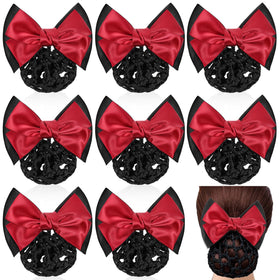 Xthrotsenk bowknot hair snood in black securing a neat bun.