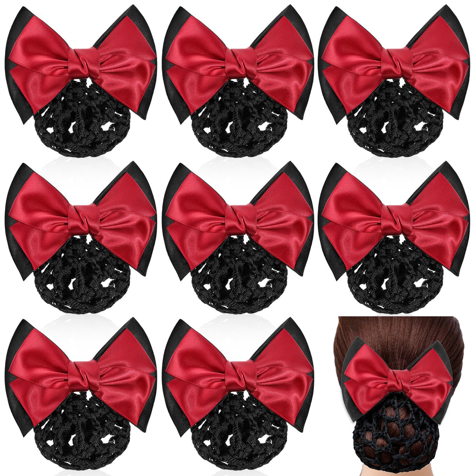 Xthrotsenk bowknot hair snood in black securing a neat bun.