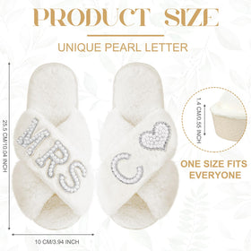 Xtinmee initial pearl letter on slippers representing the bride's name for a personalized touch.